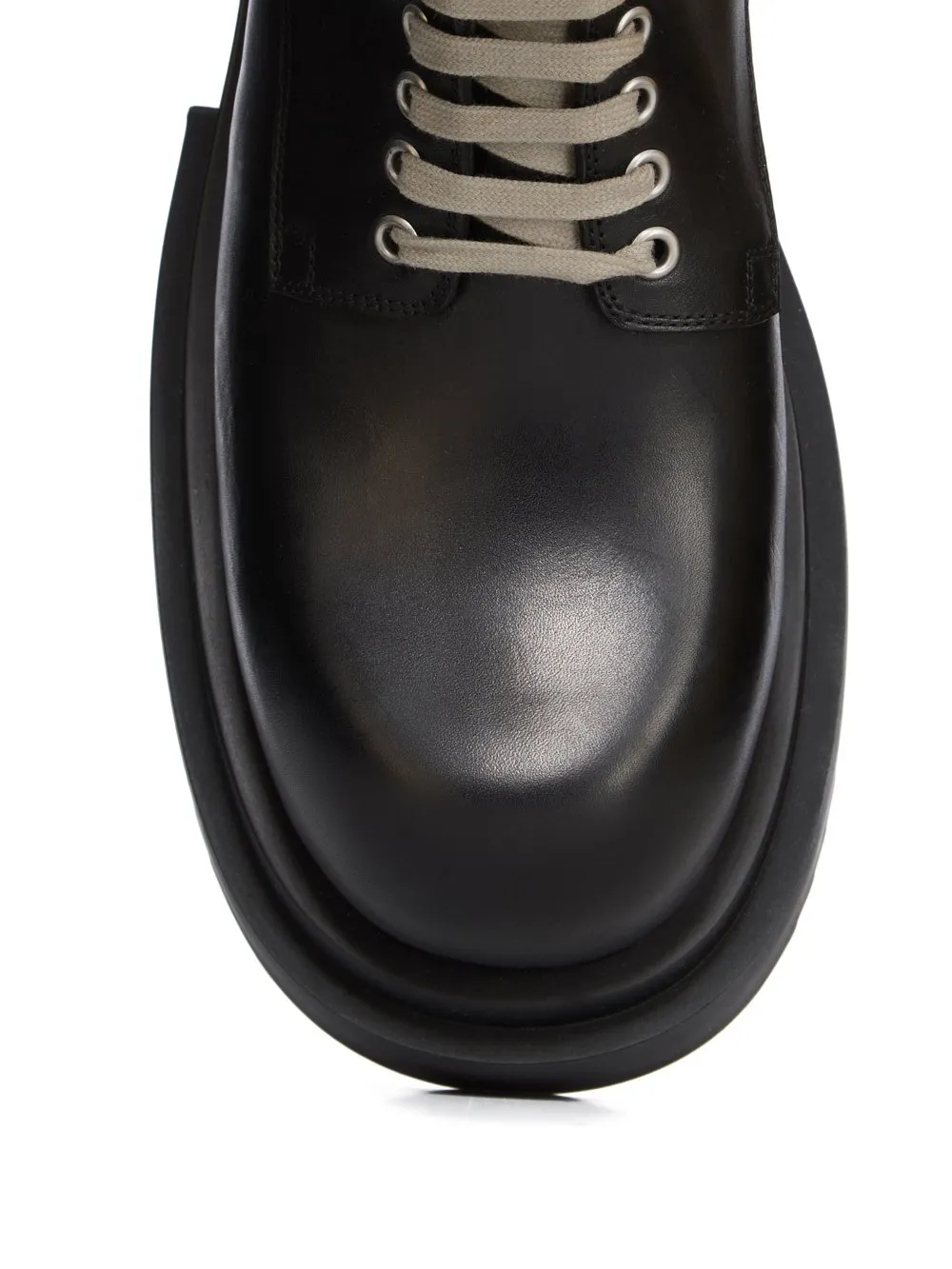 Rick Owens Concordians Laceup Bogun In Black Washed Calf Leather
