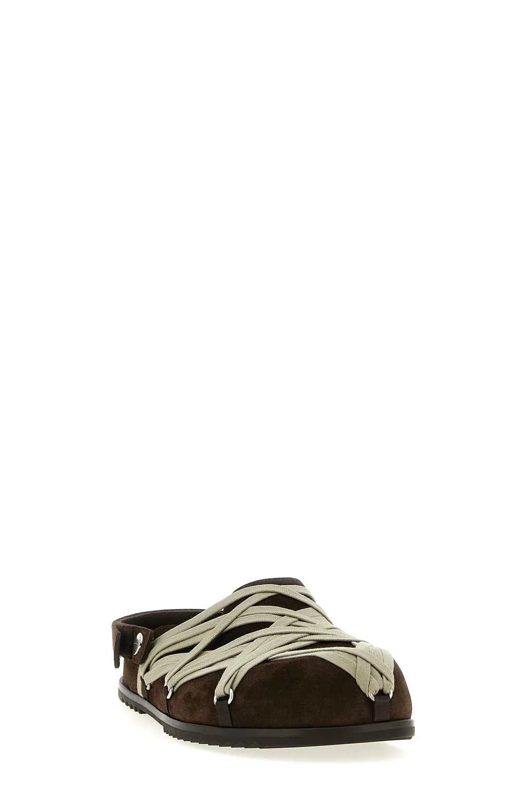 Rick Owens Concordians Megalace® Mule Granola In Brown Suede Leather