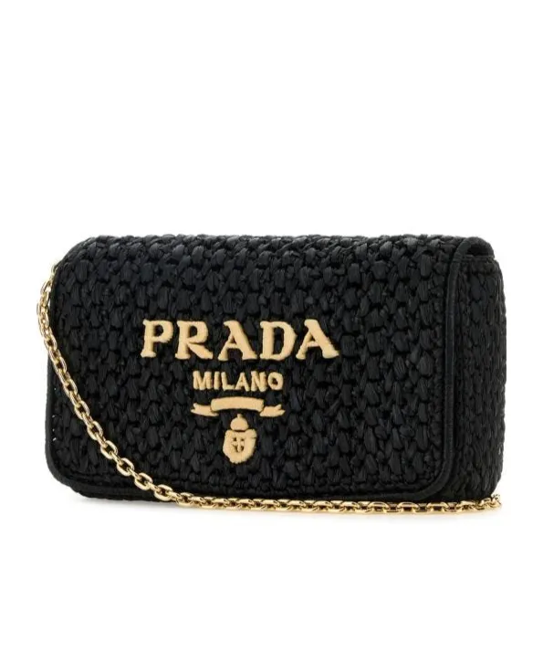 Logo-Embroidered Chain-Linked Crochet Shoulder Bag