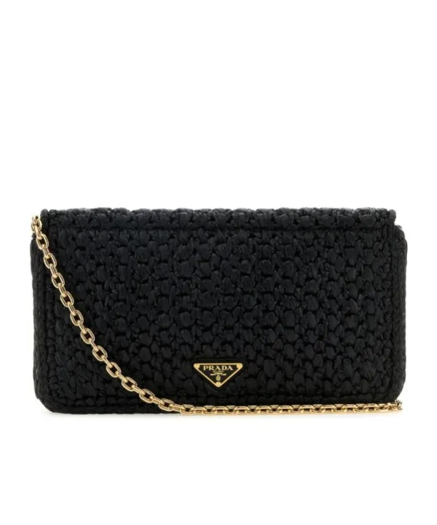 Logo-Embroidered Chain-Linked Crochet Shoulder Bag