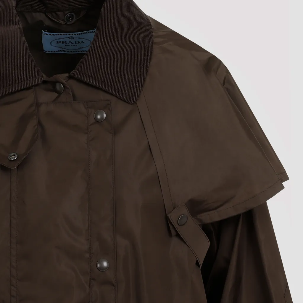 Corduroy-Collar Long-Sleeved Storm Jacket