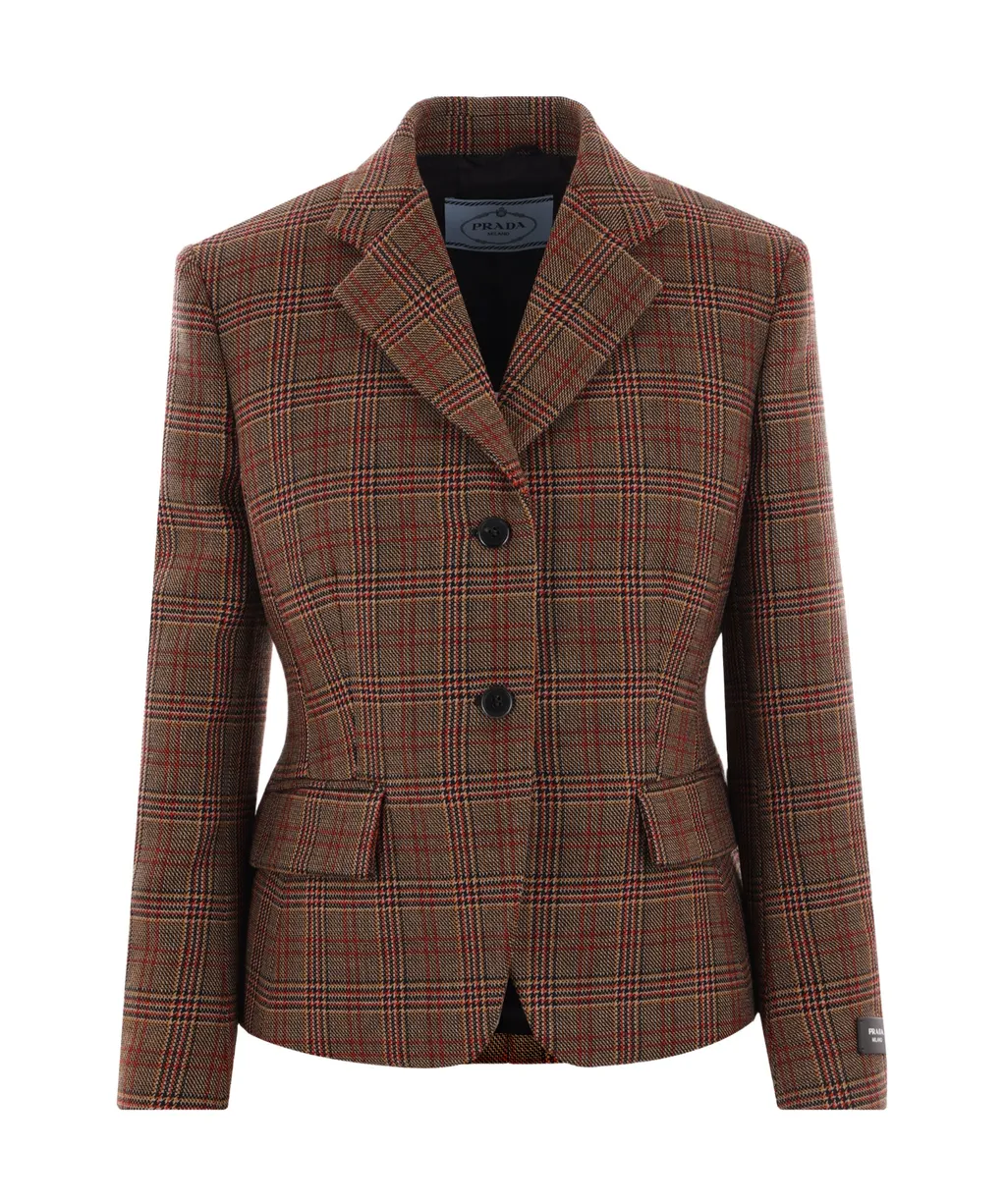 Checked Single Breasted Jacket
