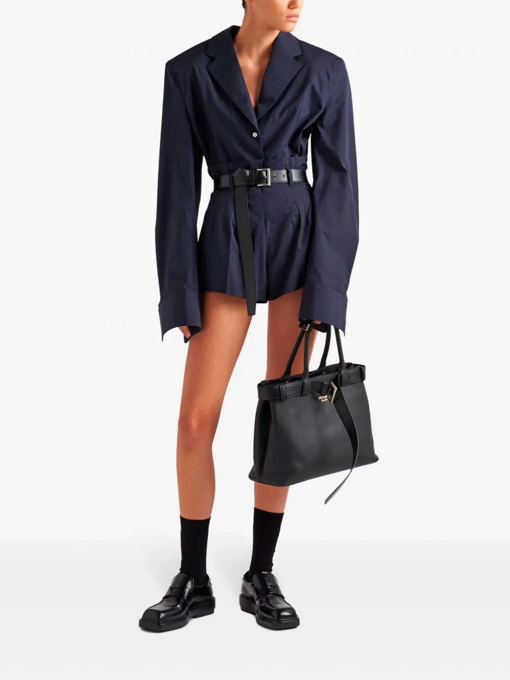 Cotton Poplin Belted Blazer