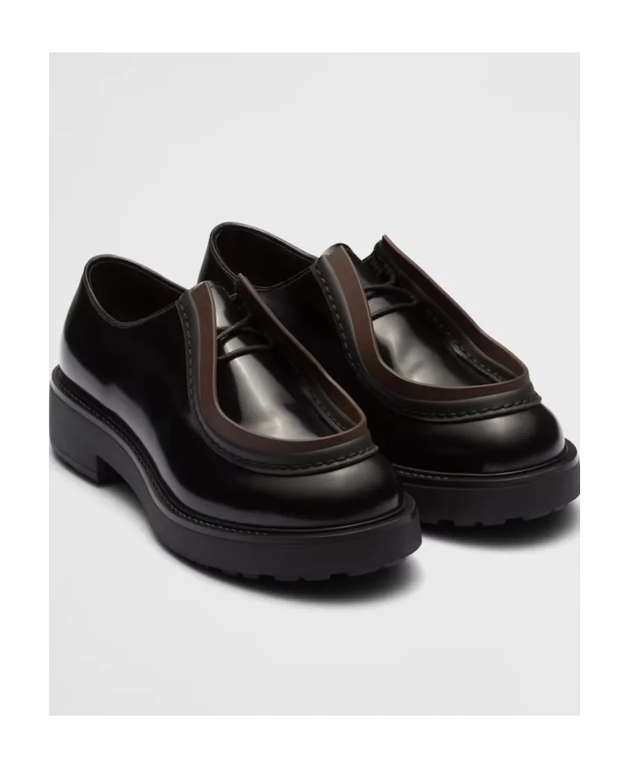 Opaque Brushed Leather Lace-Up Shoes