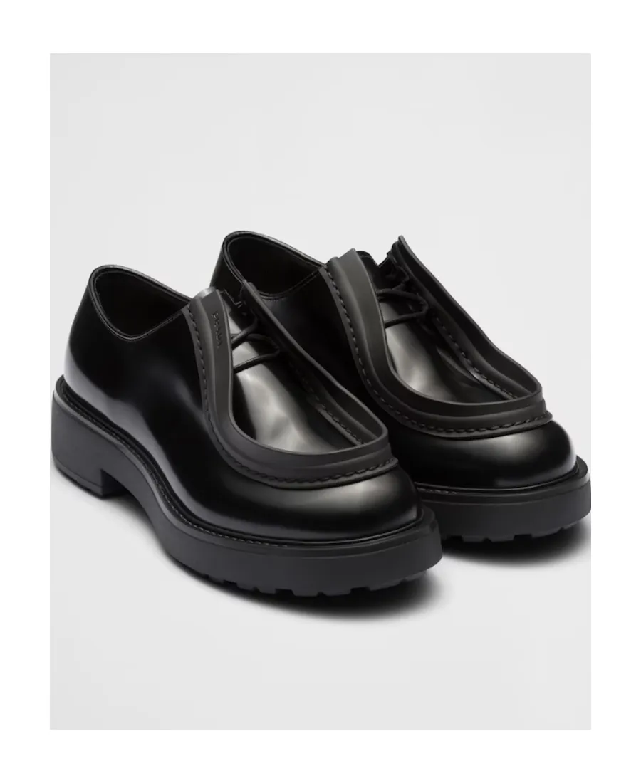 Opaque Brushed Leather Lace-Up Shoes