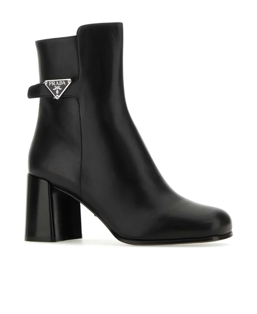 Triangle-Plaque Ankle Boots