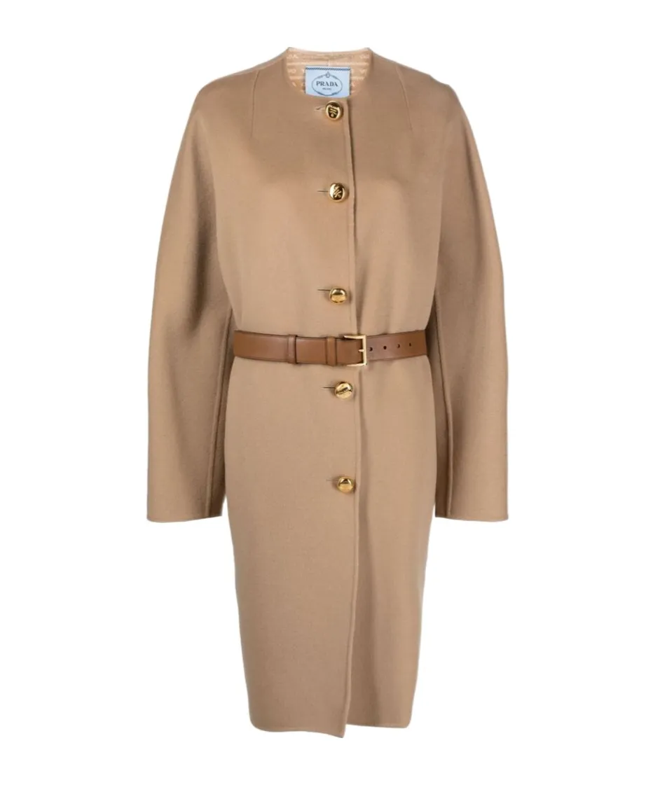 Crewneck Button-Up Long Coat