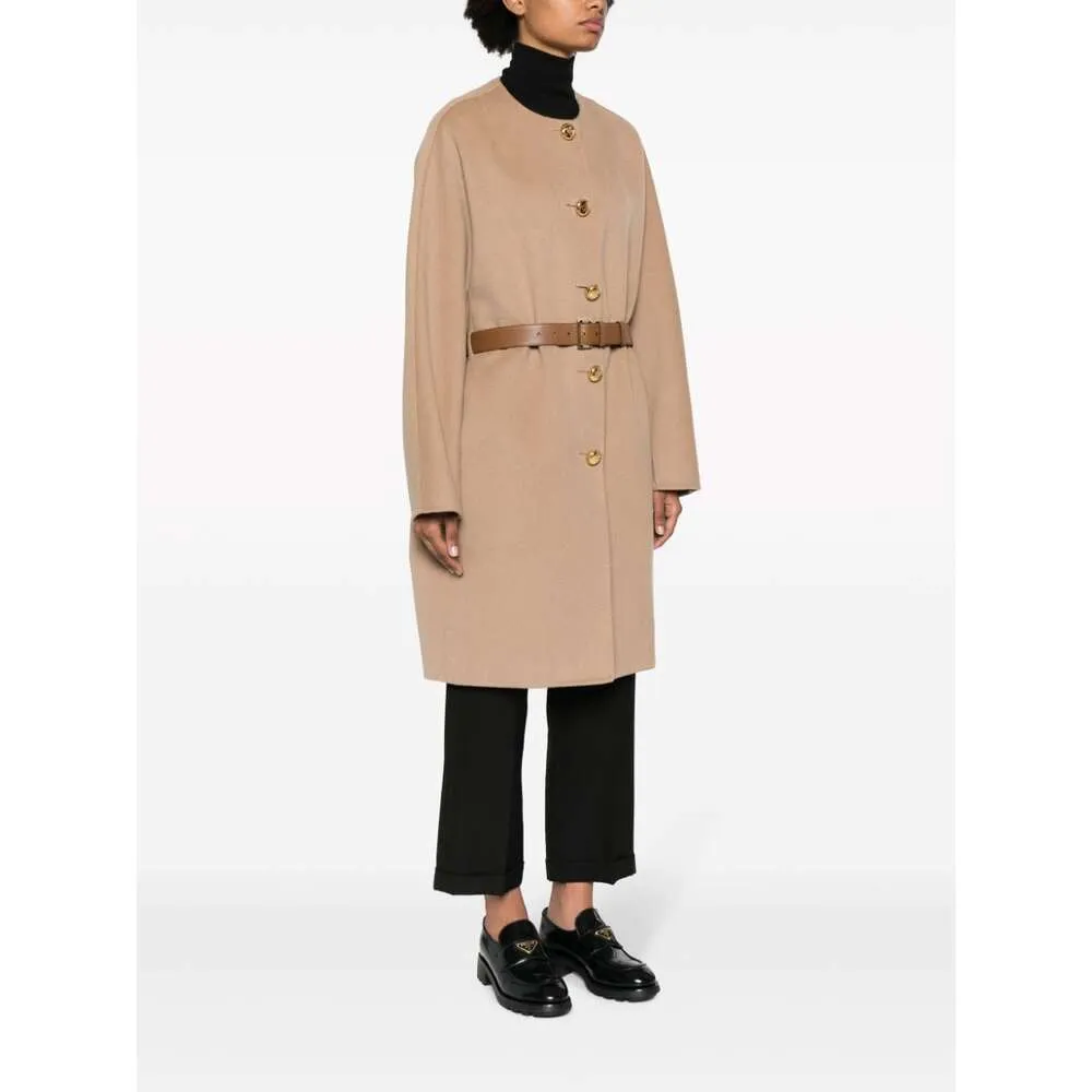 Crewneck Button-Up Long Coat