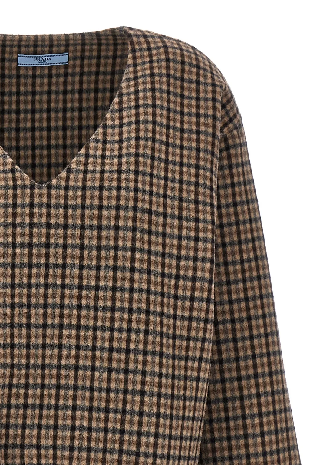 Checked V-Neck Top