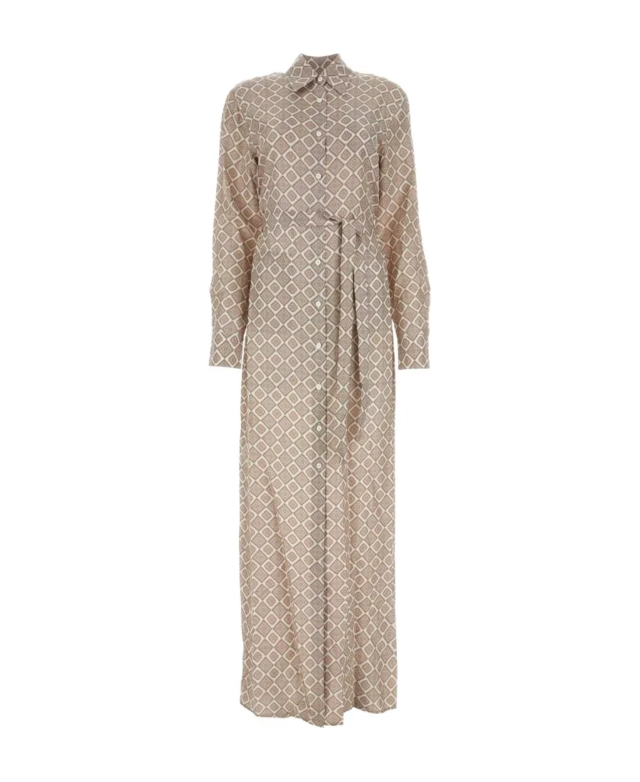 Geometric-Print Maxi Shirt Dress