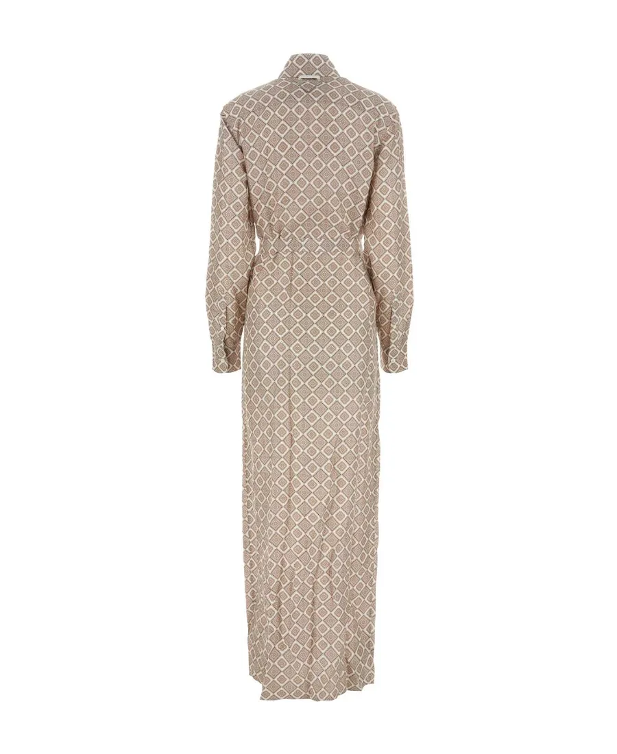 Geometric-Print Maxi Shirt Dress