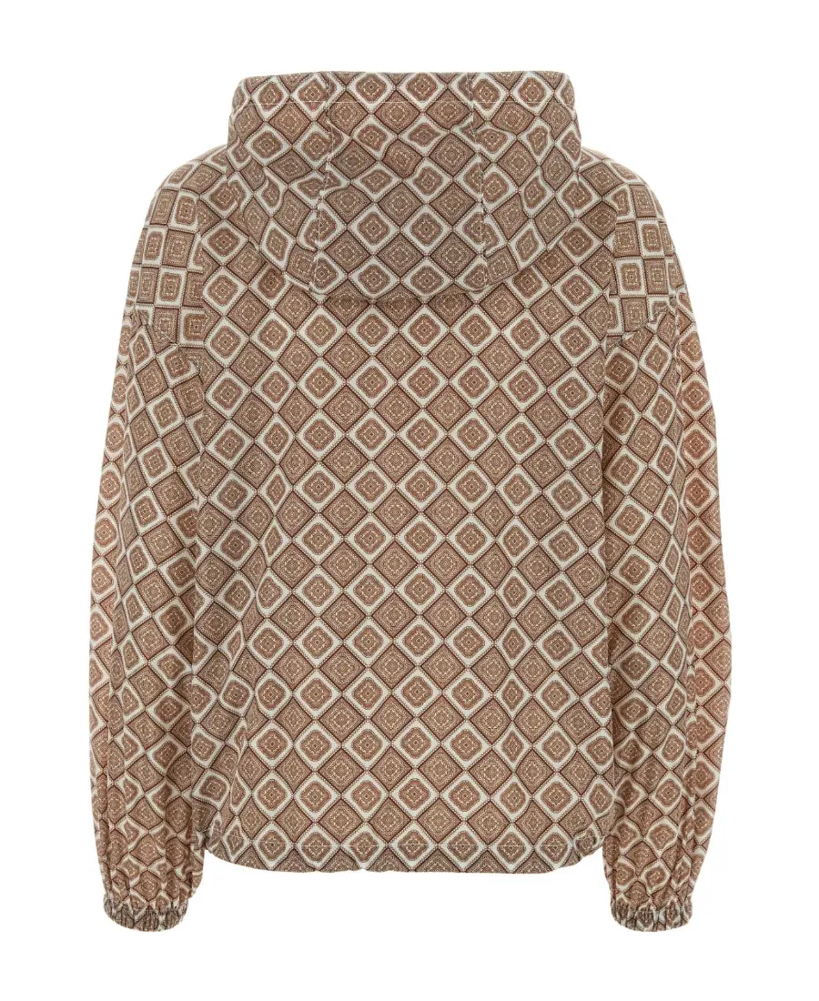 Geometric-Print Hooded Jacket
