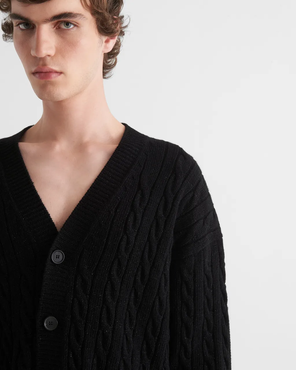 Cable-Knit Button-Up Cardigan