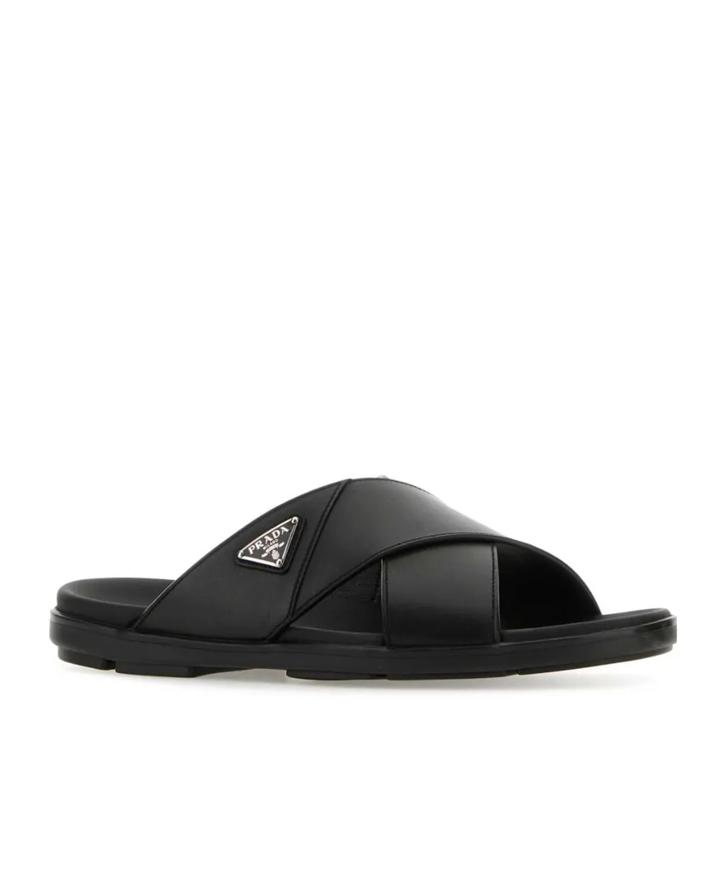 Triangle-Logo Slip-On Sandals