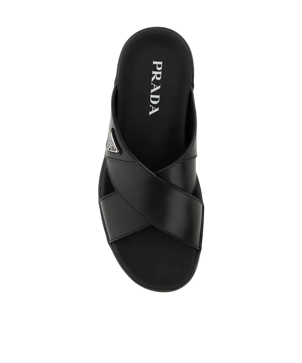 Triangle-Logo Slip-On Sandals