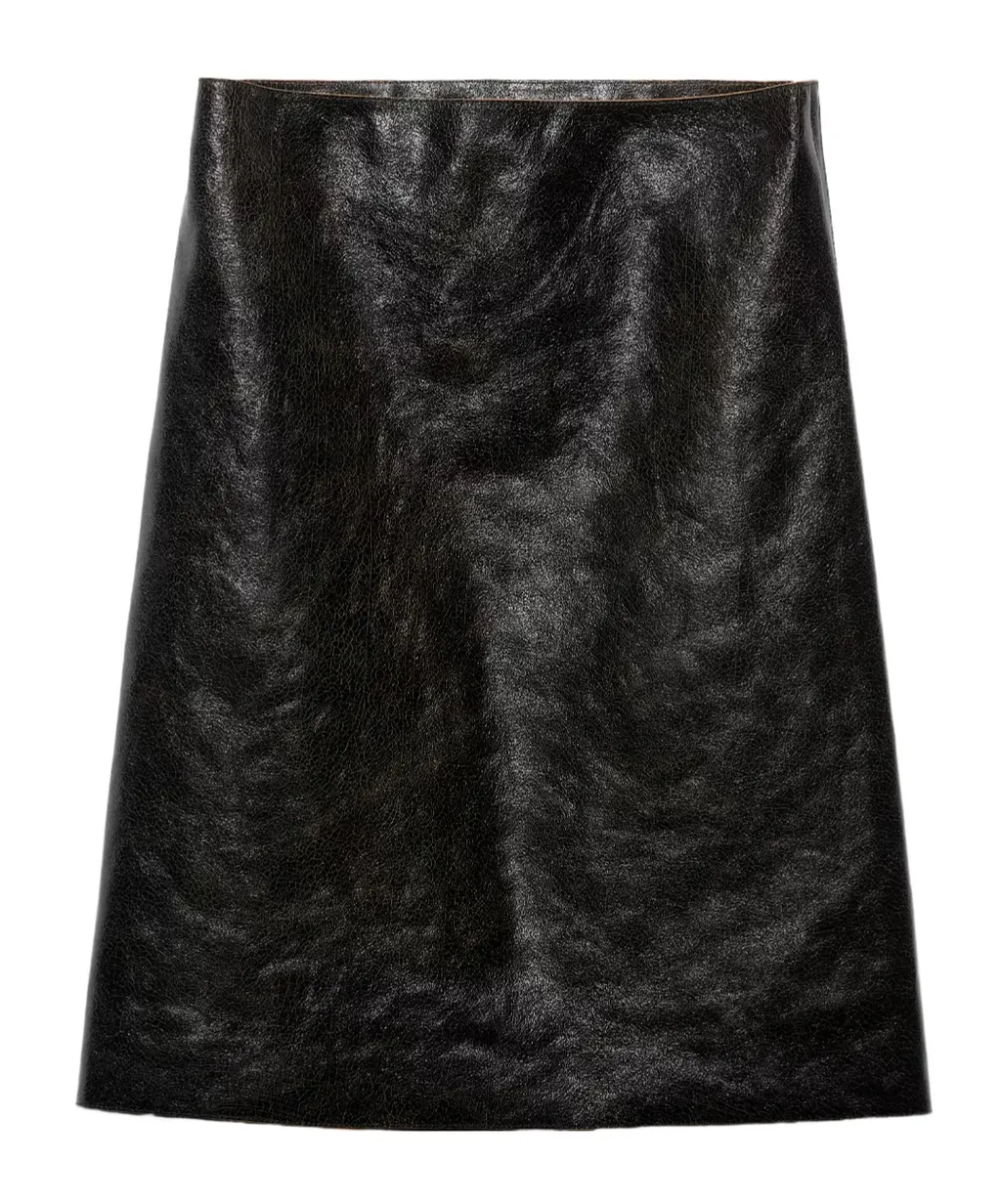 Craquelé Leather Skirt