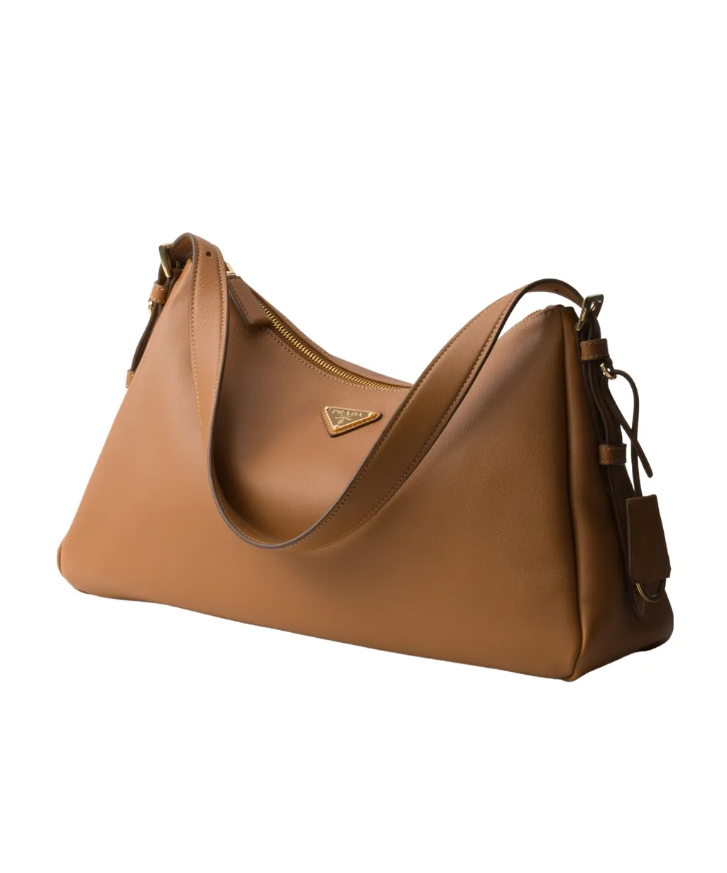Triangle-Logo Zipped Large Shoulder Bag