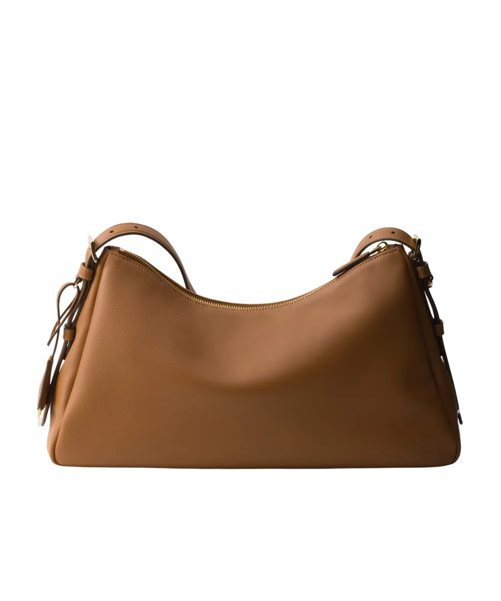 Triangle-Logo Zipped Large Shoulder Bag