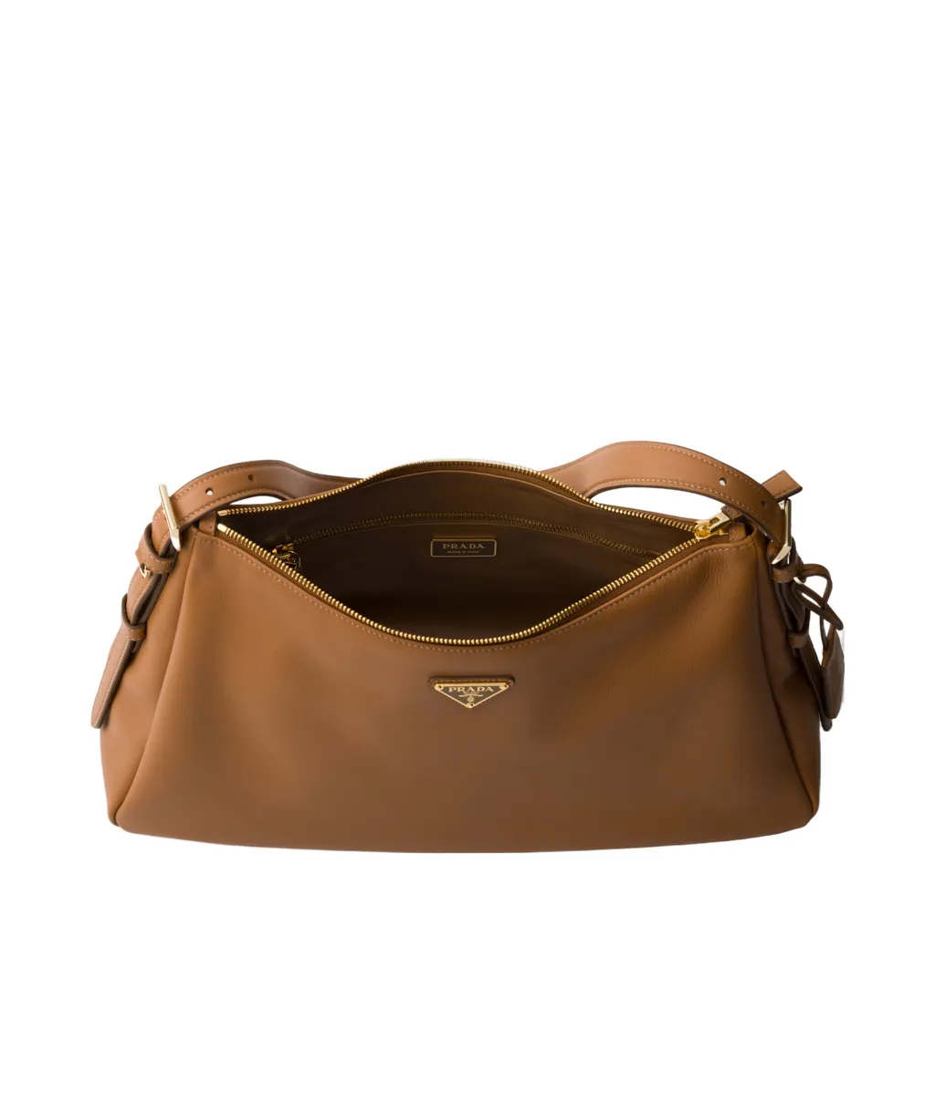 Triangle-Logo Zipped Large Shoulder Bag