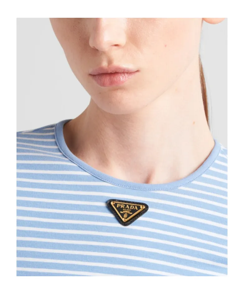 Round-Neck Striped Cropped Top