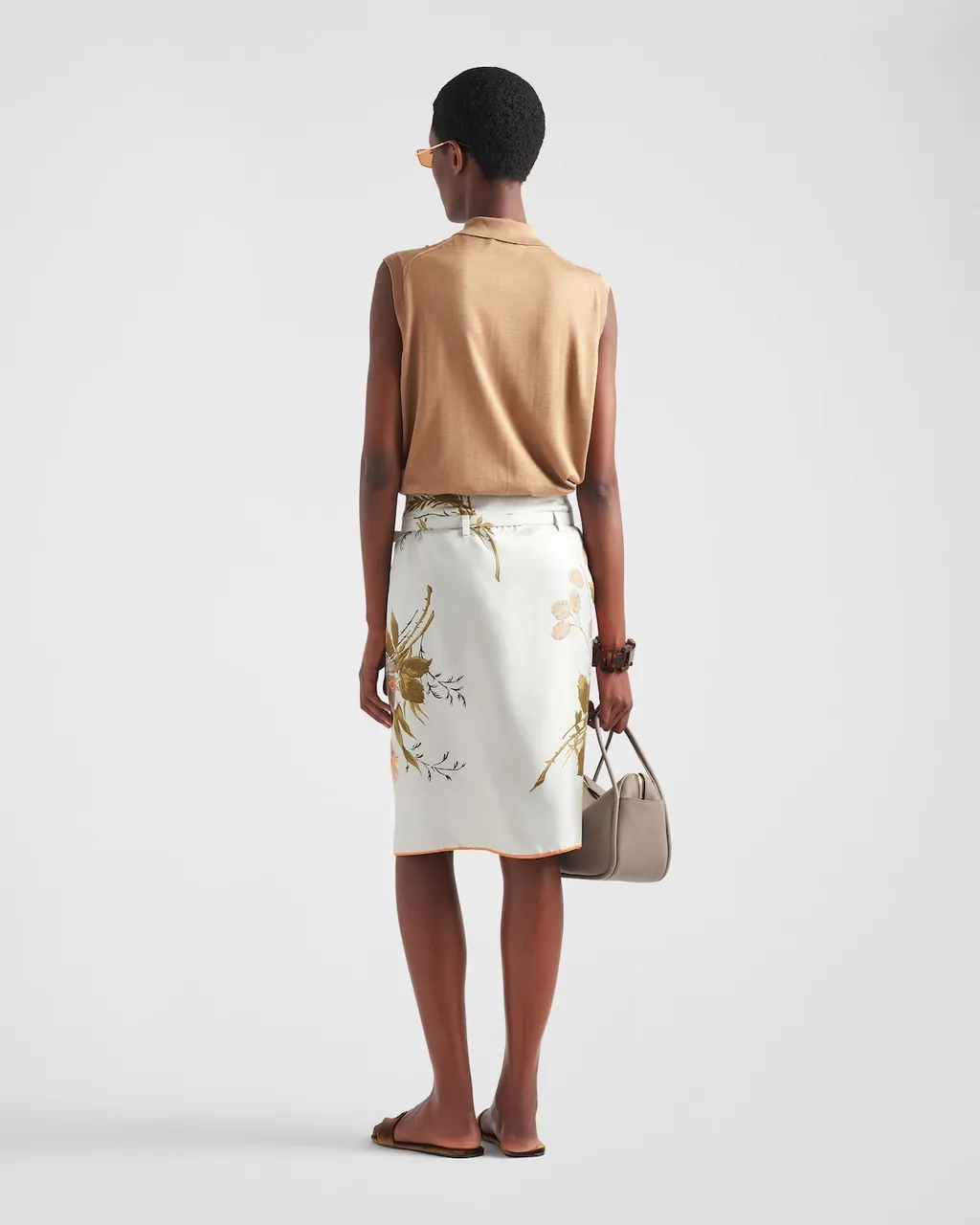 Floral-Printed Belted Midi Skirt