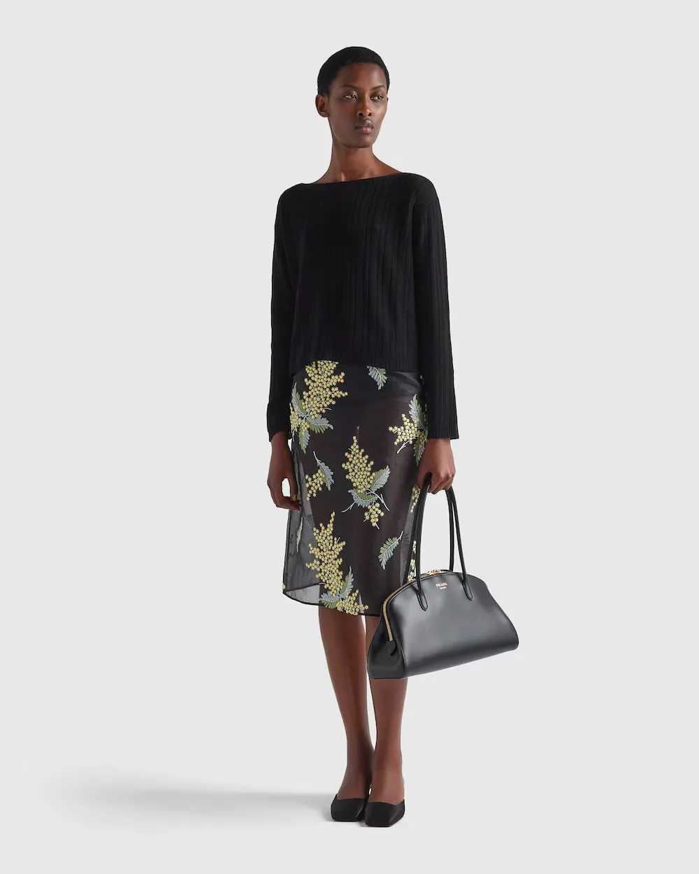 Embroidered Organza Midi Skirt