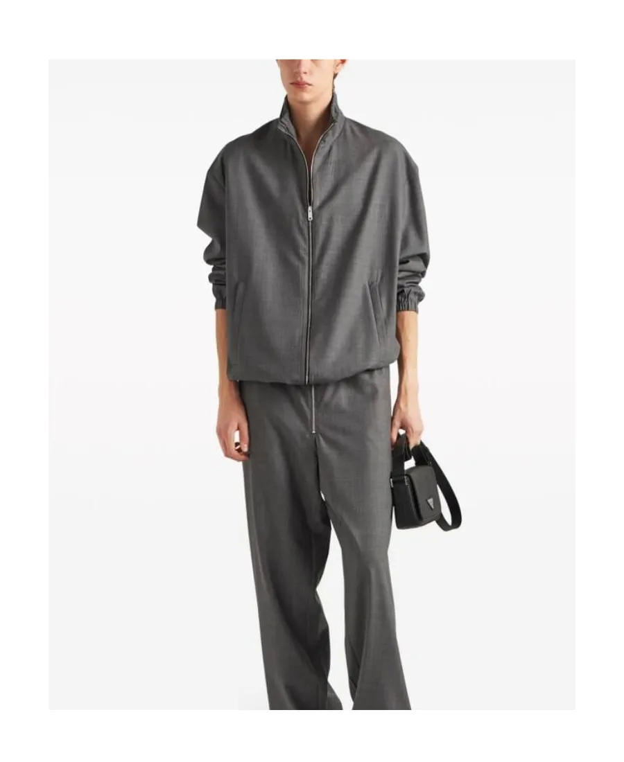 High-Neck Zip-Up Bomber Jacket