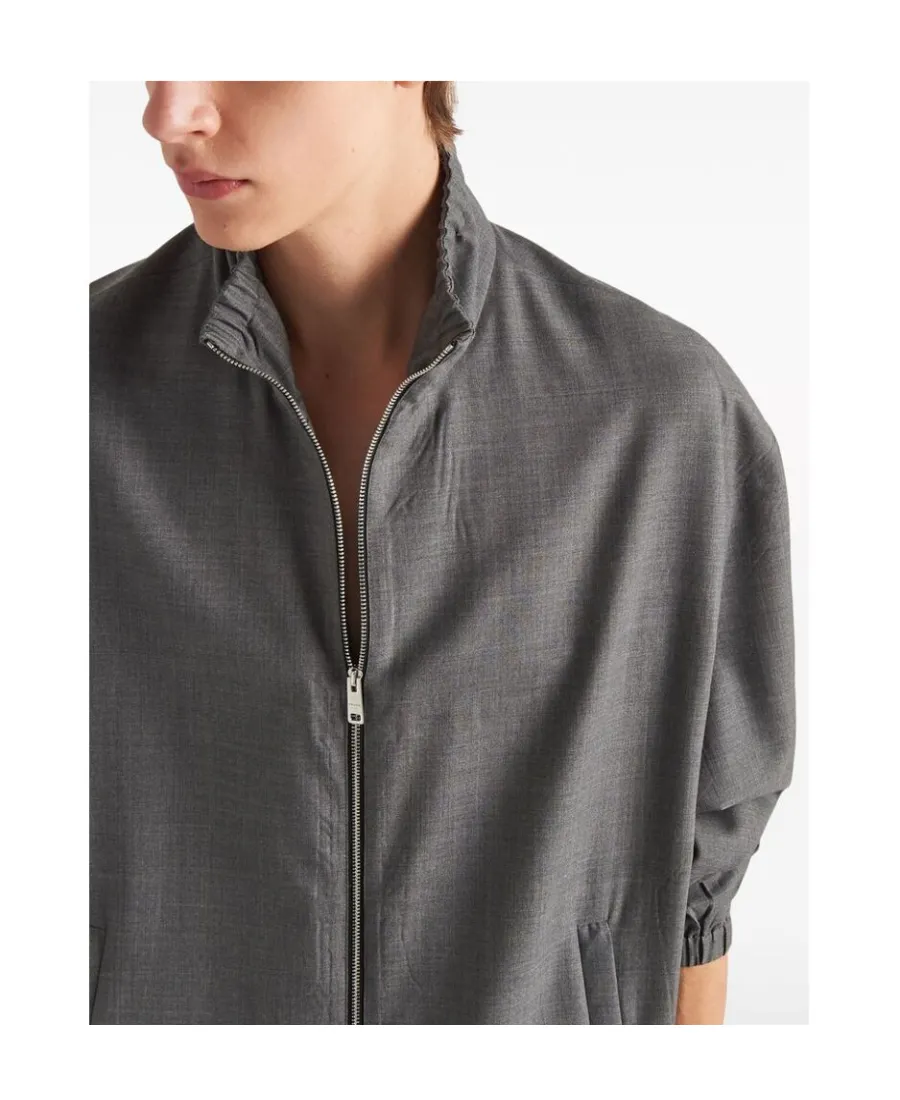 High-Neck Zip-Up Bomber Jacket