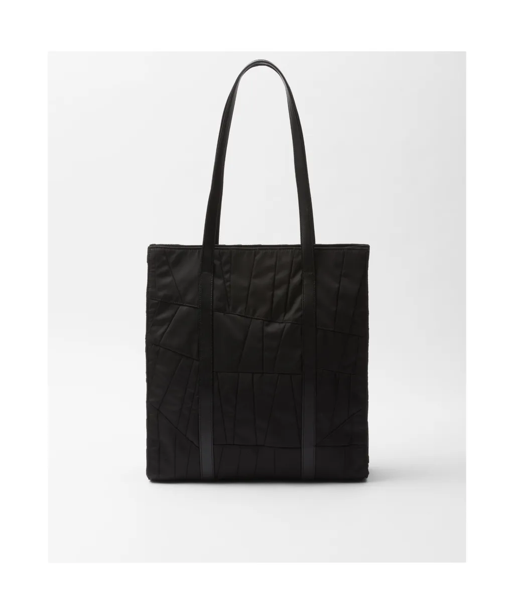 Medium Re-Nylon Patchwork Tote Bag With Embroidery