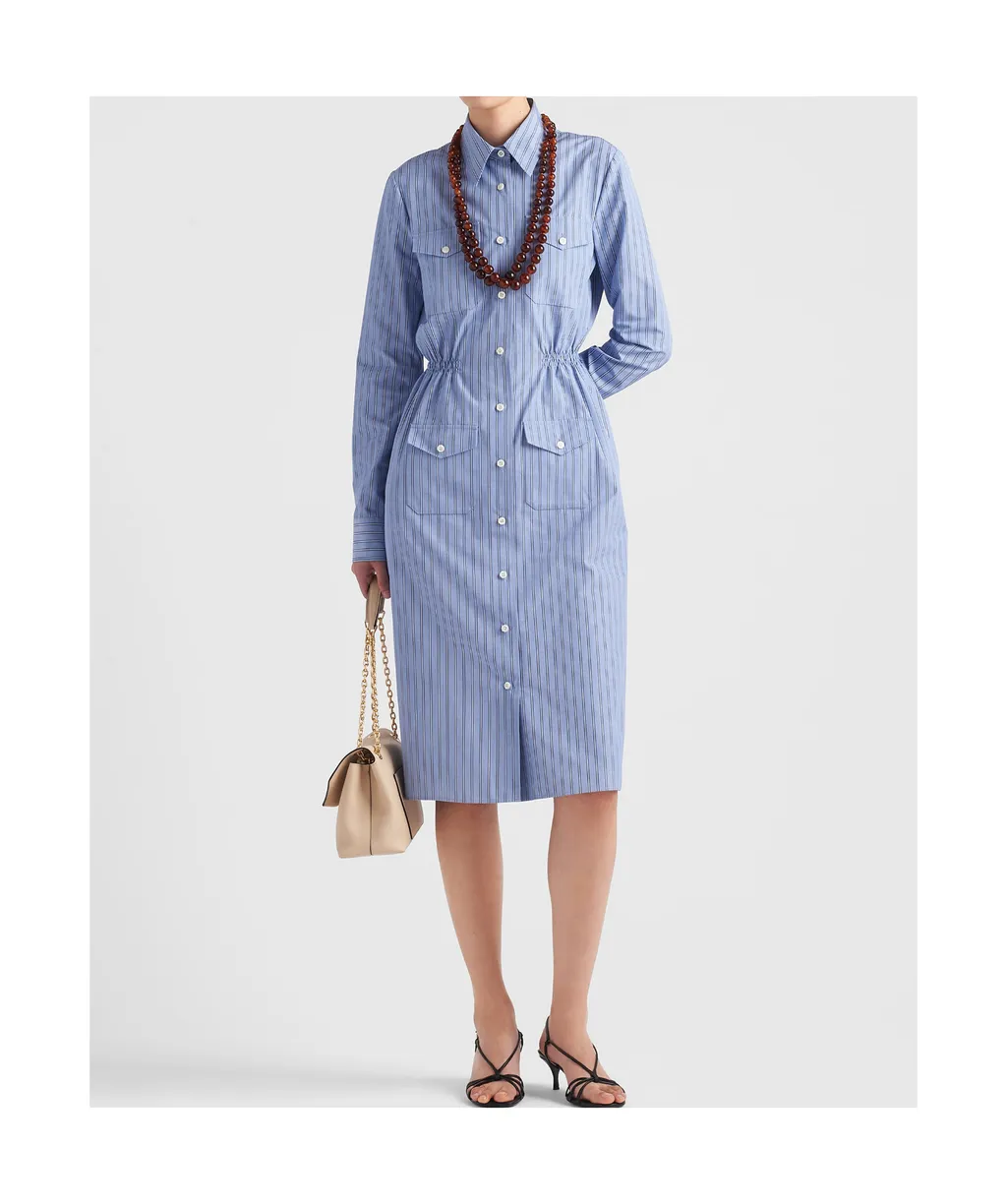 Striped Straight Hem Shirt Dress