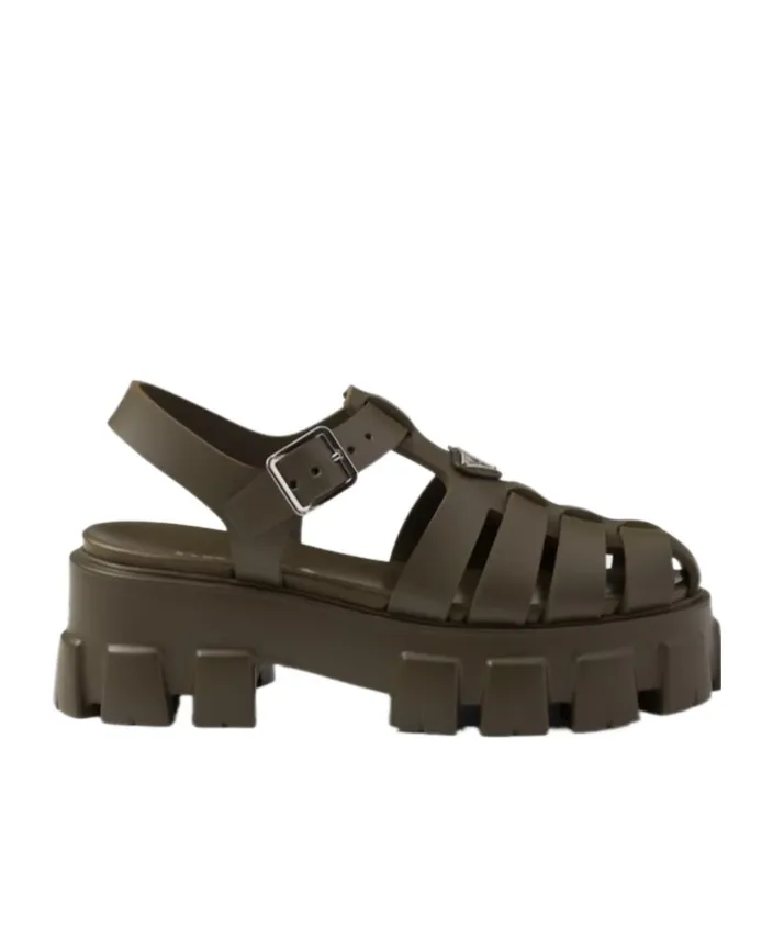Foam Triangle-Logo Ankle Strapped Sandals