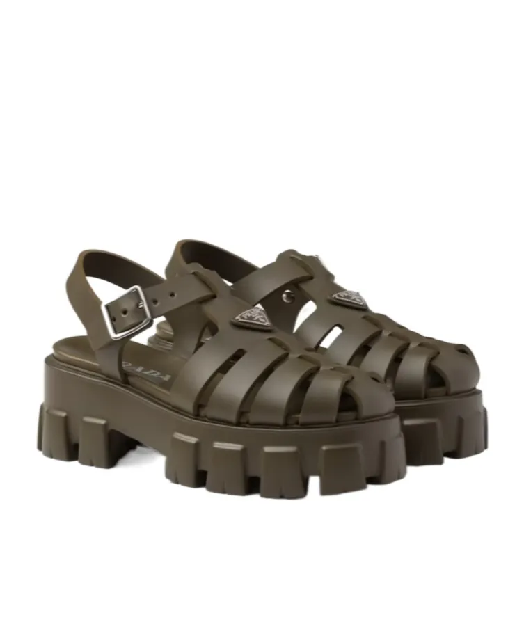 Foam Triangle-Logo Ankle Strapped Sandals