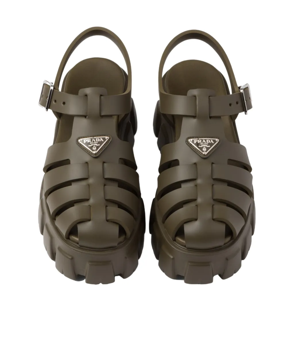 Foam Triangle-Logo Ankle Strapped Sandals