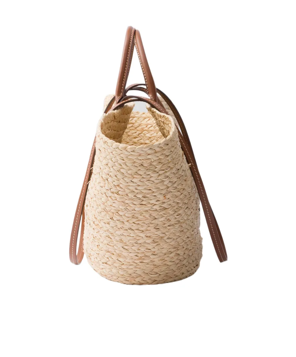 Logo-Appliqué Woven Top Handle Bag