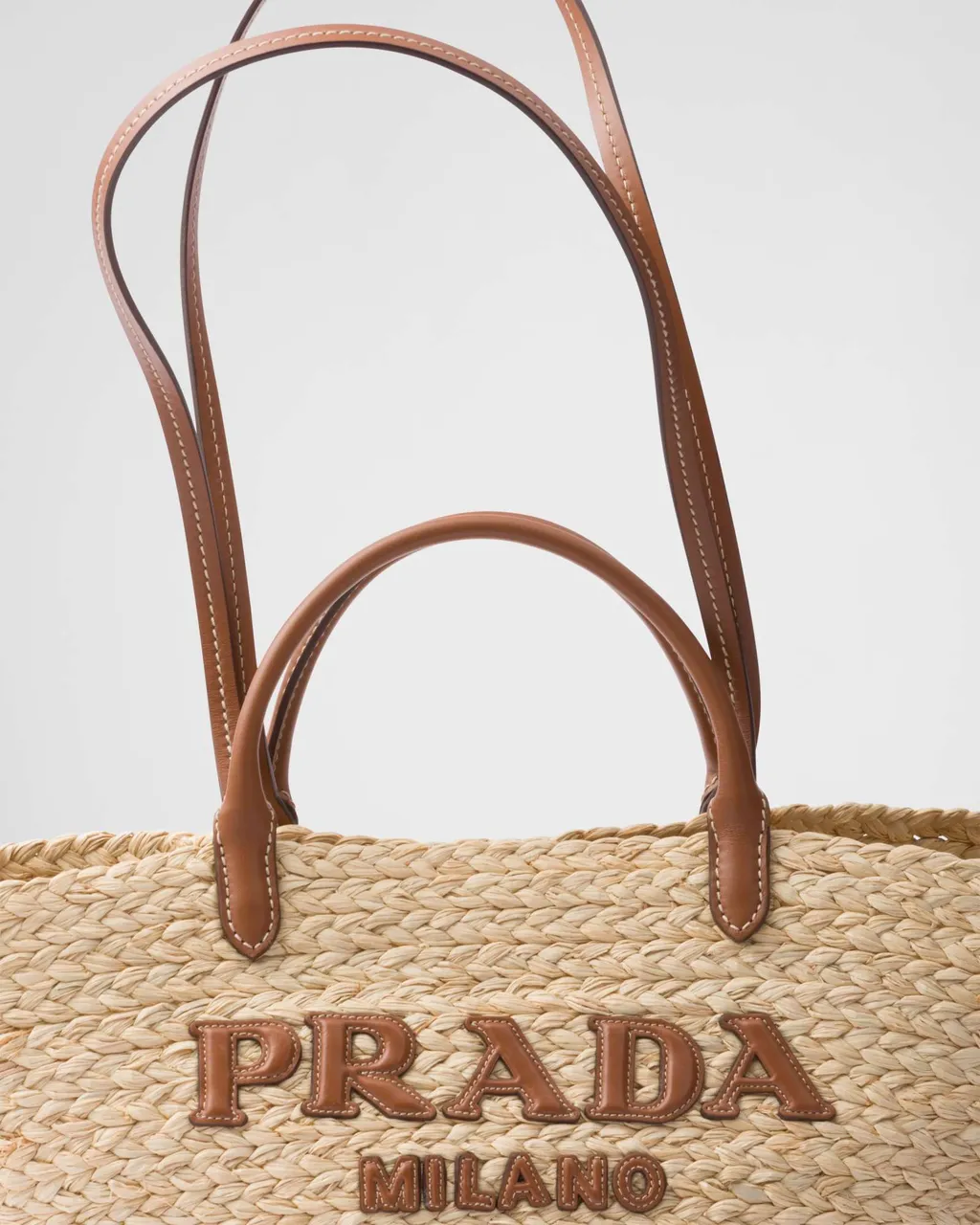 Logo-Appliqué Woven Top Handle Bag