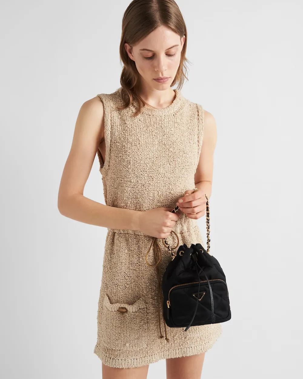 Quilted Chain-Linked Bucket Bag