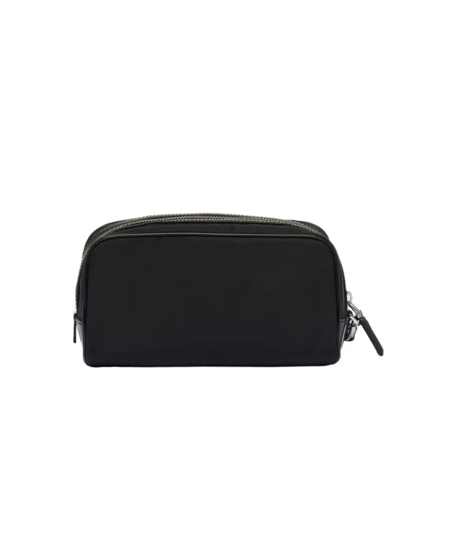 Re-Nylon And Brushed Leather Pouch