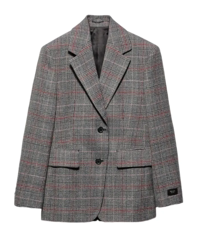 Single-Breasted Houndstooth Blazer
