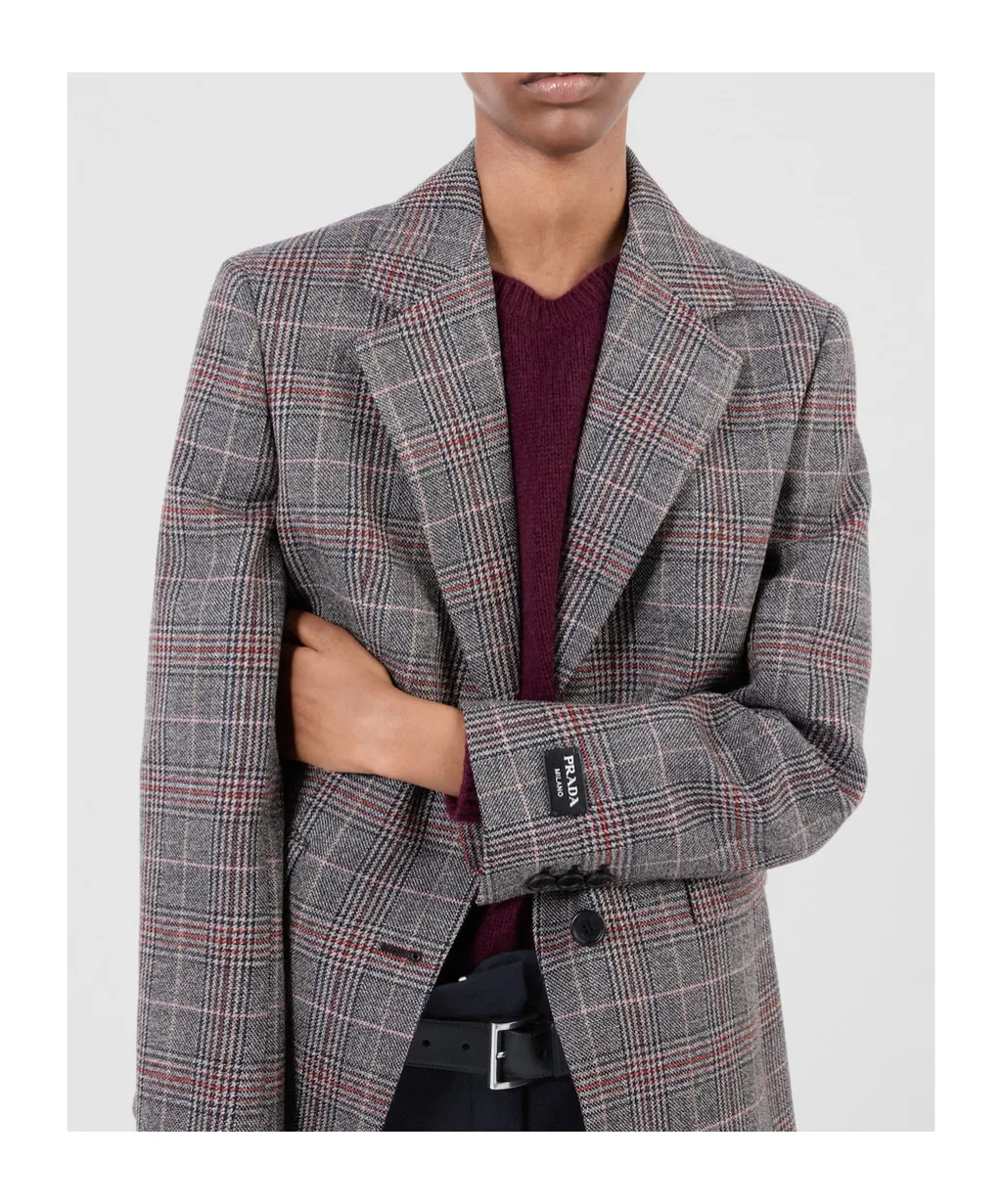 Single-Breasted Houndstooth Blazer