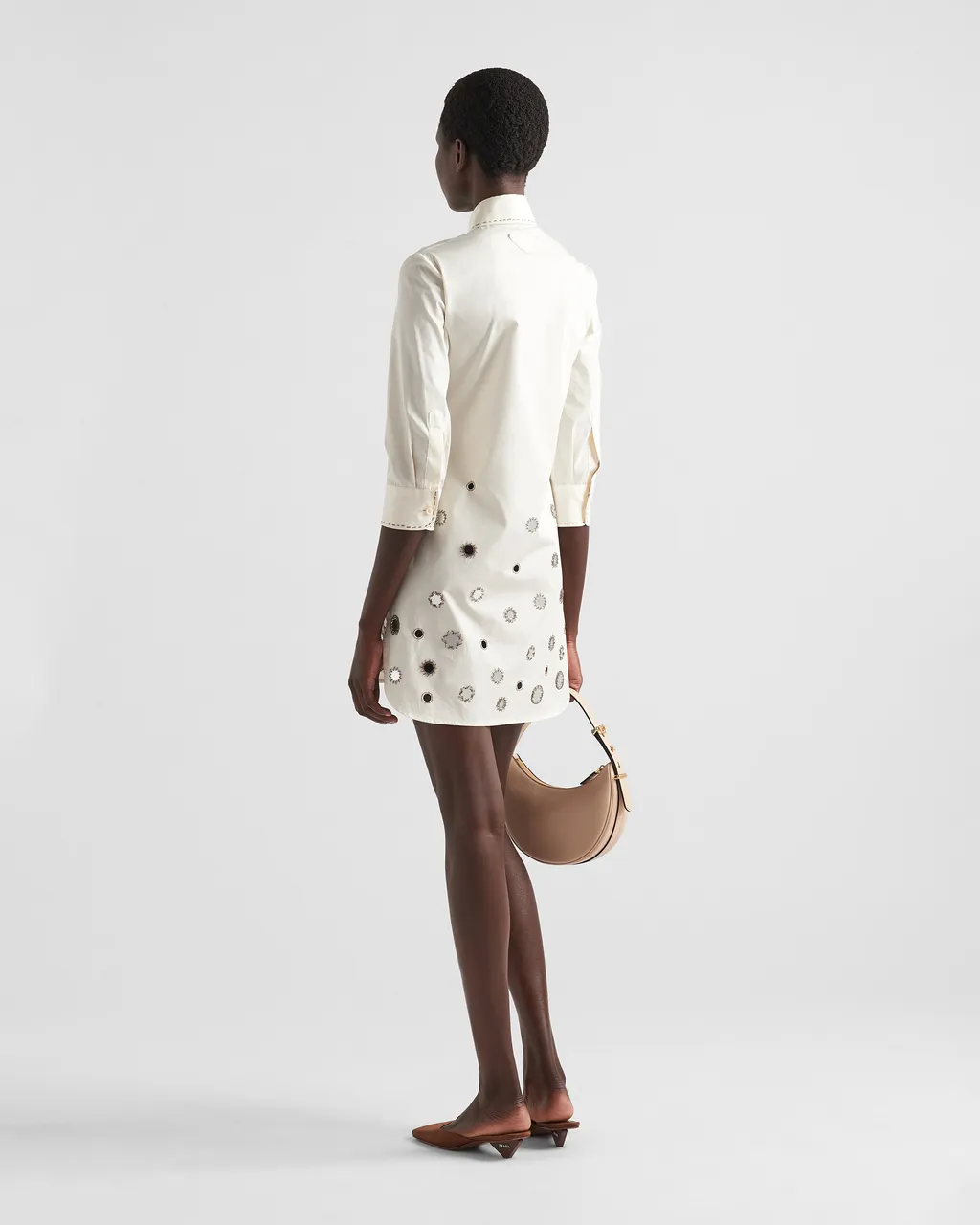 Appliqué-Detailed Button-Up Shirtdress