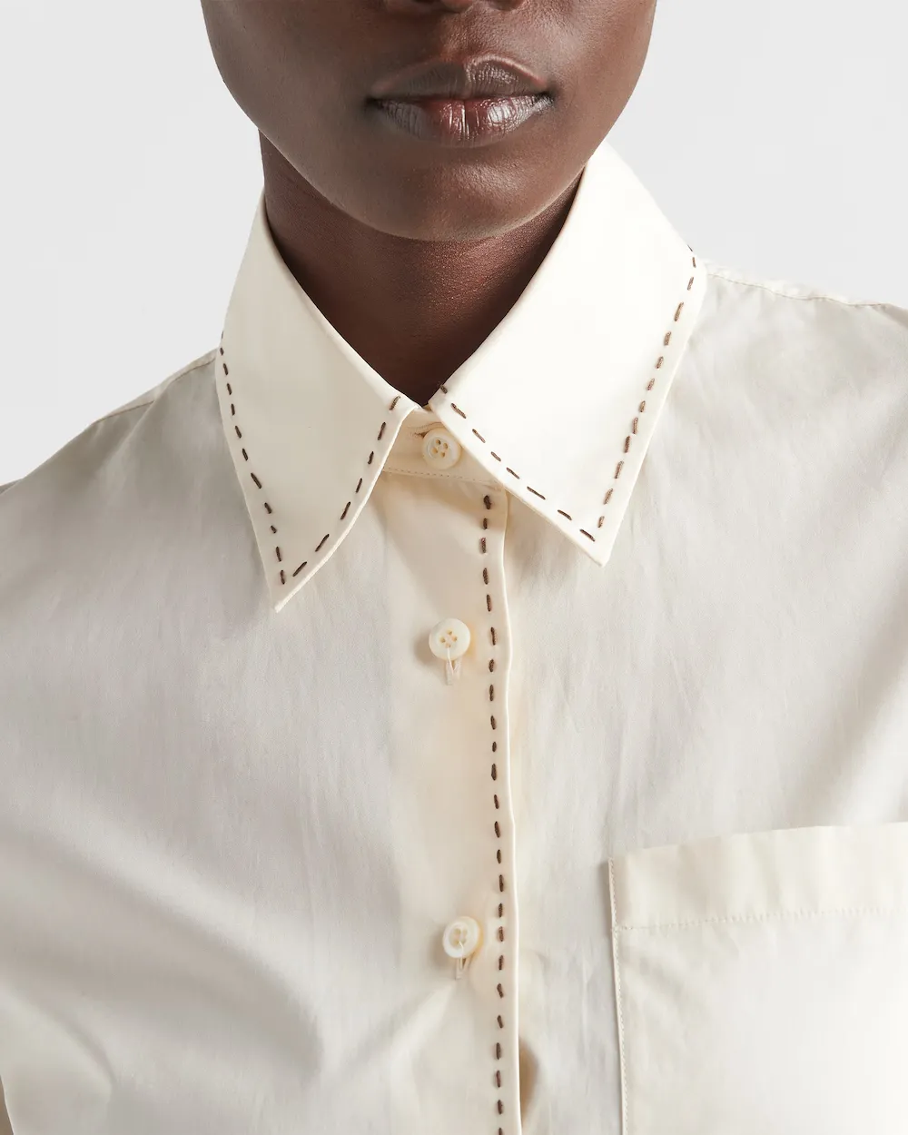 Appliqué-Detailed Button-Up Shirtdress