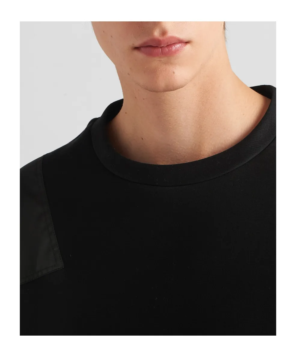 Cotton Sweatshirt With Re-Nylon Details