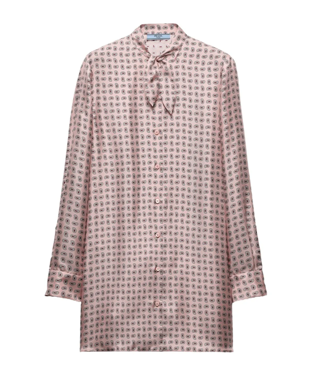 Printed Silk Twill Mini-Dress