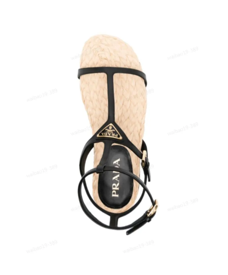 Triangle-Logo T-Bar Strap Sandals