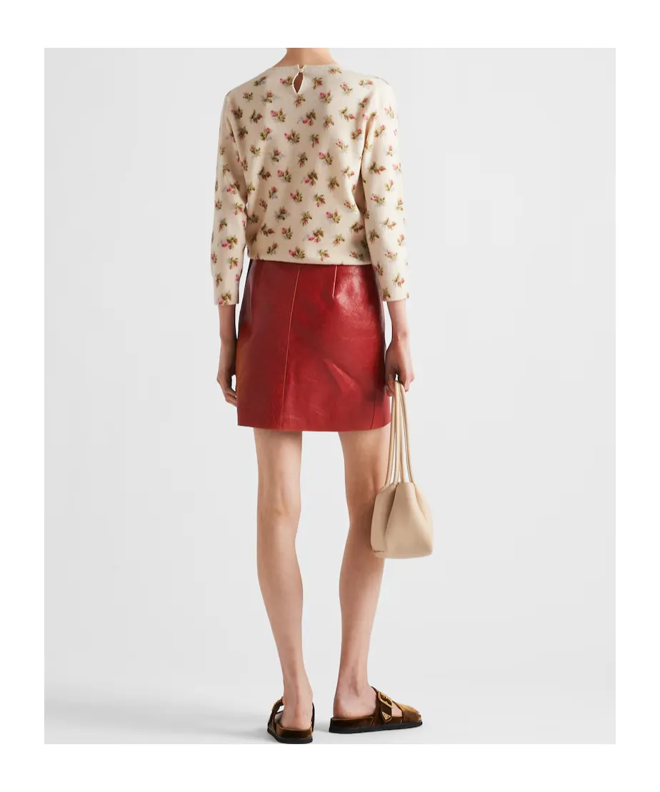Cracked Leather Zipped Mini Skirt