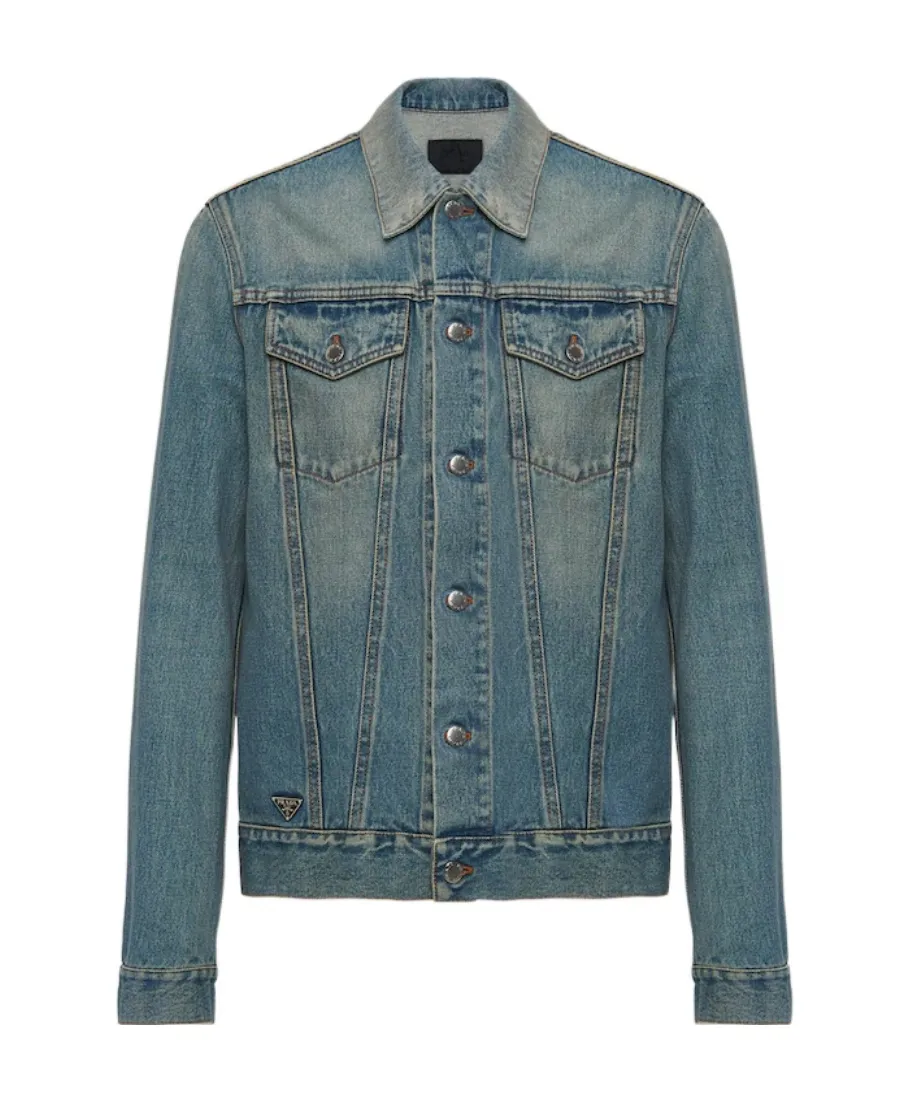 Enamelled Tag Detailed Denim Jacket