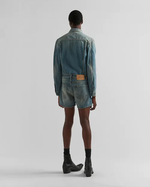 Enamelled Tag Detailed Denim Jacket