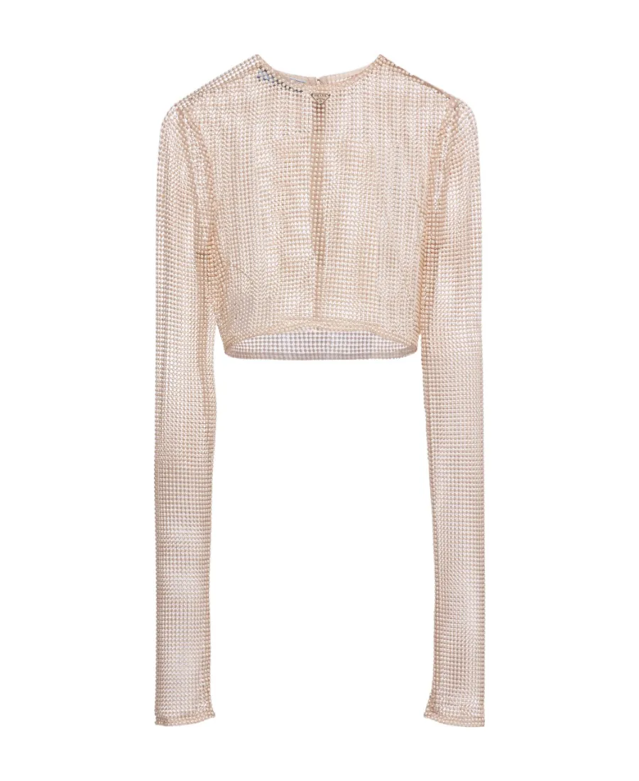 All-Over Bead Embellished Cropped Top