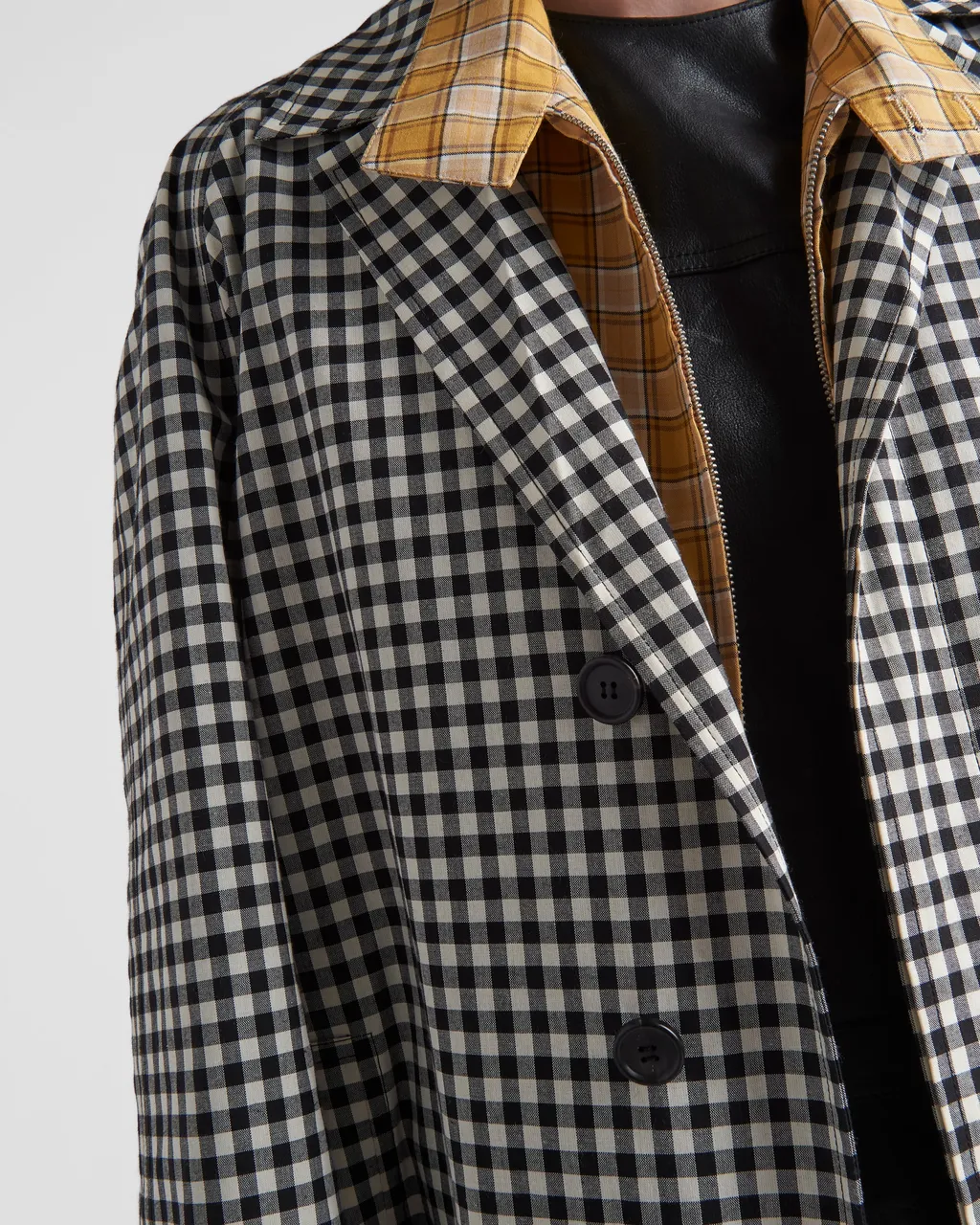 Check Pattern Belted Coat