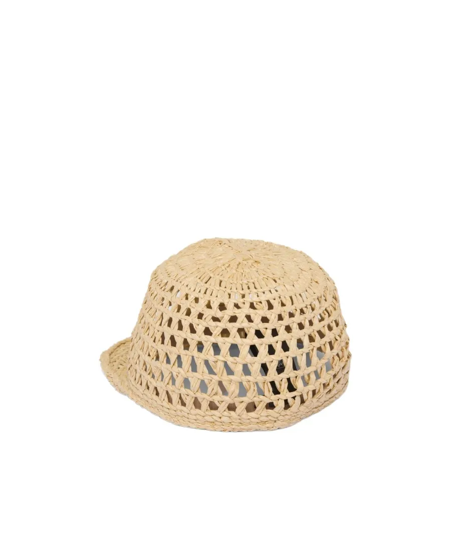 Triangle Logo Woven Raffia Hat